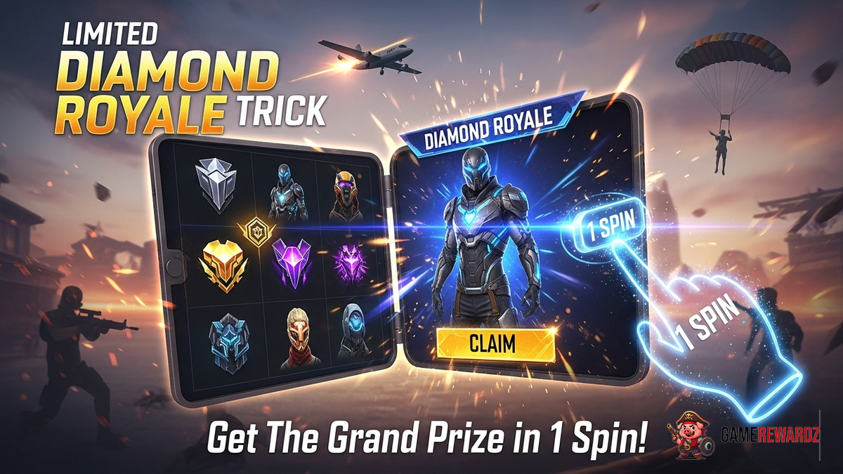 Free Fire MAX&#039;s Limited Diamond Royale Trick – Get The Grand Prize in 1 Spin!